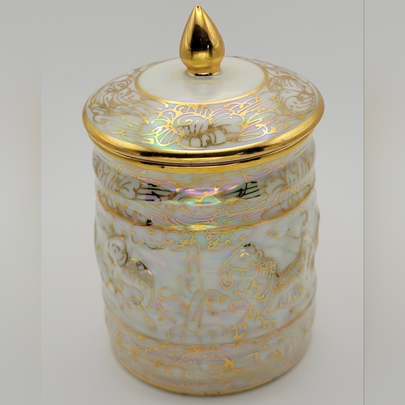 Vintage Benjarong Porcelain Tea Coffee Cup Elephant Handle Gold Gild Trim - Picture 7 of 11